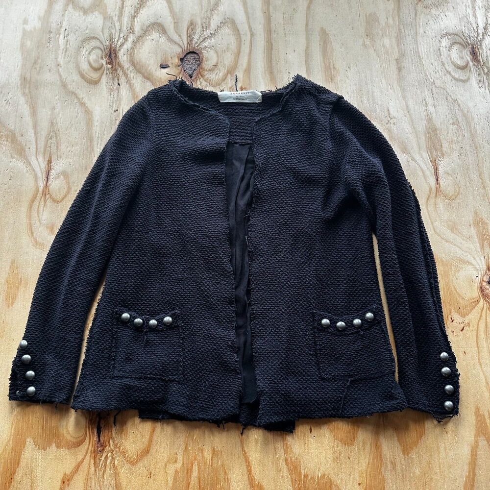 Zara Knit Studded Open Cardigan Jacket - Small
